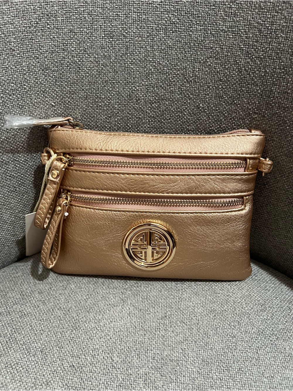 Metallic Rose Gold Crossbody Wristlet Bag - Picture 5 of 5